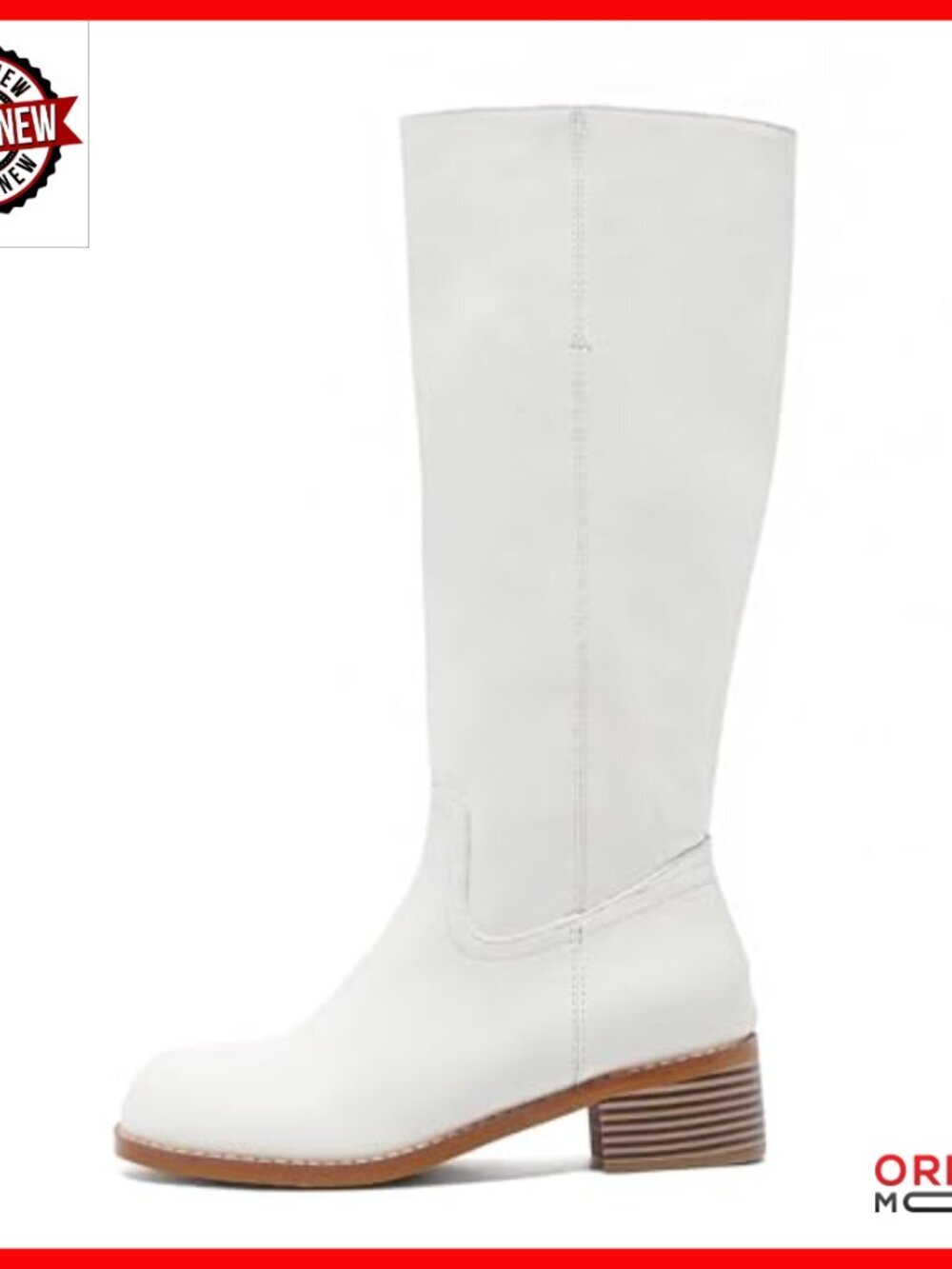 Knee High Boots Wide Calf Platform Chunky Heel Pull On Square Toe - Picture 3 of 7